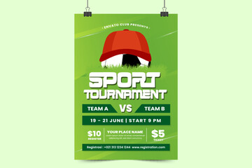 Football tournament, sport event poster or flyer design template easy to customize simple and elegant design