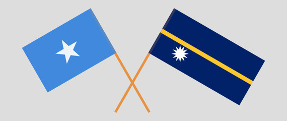 Crossed flags of Somalia and Nauru. Official colors. Correct proportion