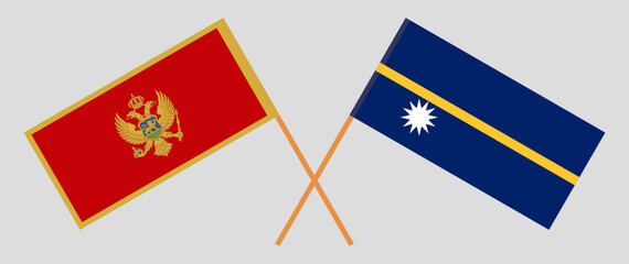Crossed flags of Montenegro and Nauru. Official colors. Correct proportion