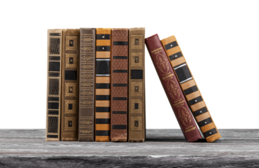 Colorful hardback study books stacking