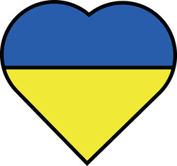 Vector heart shaped Ukrainian flag