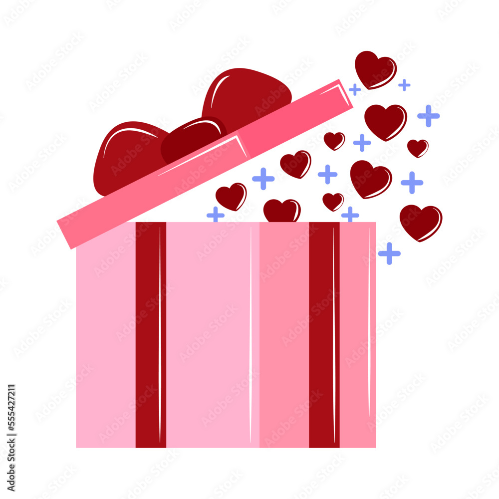 Wall mural gift box with hearts