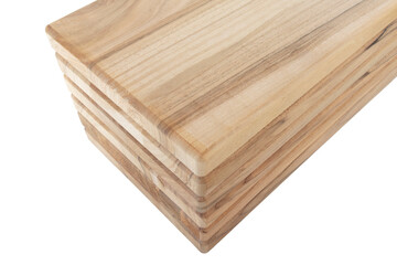 Wooden boards, a board with a seamed edge for building a house and interior decoration, on an isolated white