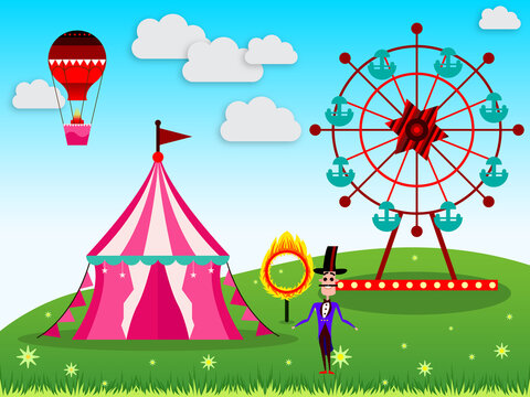 circus tent with balloons
