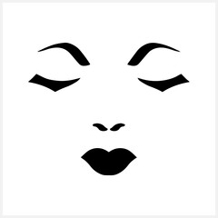 Doolale face clipart. Hand drawn eyes and lips. Stencil vector stock illustration. EPS 10