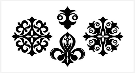 Vintage element isolated. Damask pattern. Engraving Vector stock illustration. EPS 10