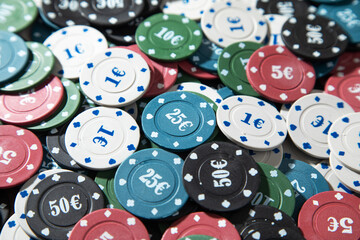 Poker chips. Concept of gambling