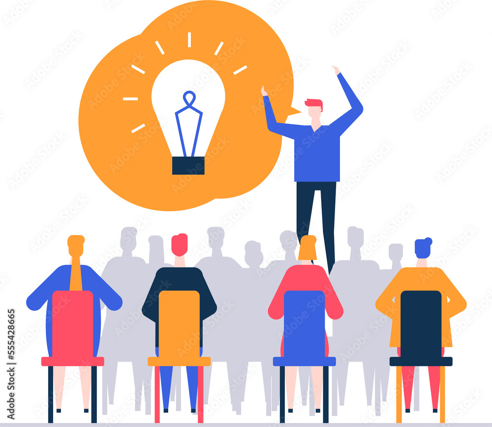 Poster finding a solution - flat design style colorful illustration
