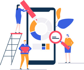 Data analysis - flat design style colorful illustration