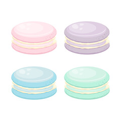 Set of colorful vector French macarons. Mint, Lavender and Raspbery macarons. Cafe, menu, restaurant