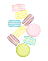 Sweet colorful set with french macaroons with good wishes. French macarons. Cafe, menu, restaurant.