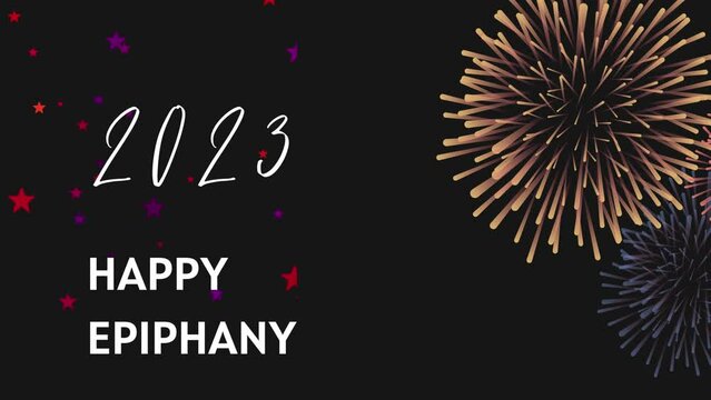 Epiphany wish image 2023 with black background and fireworks spread