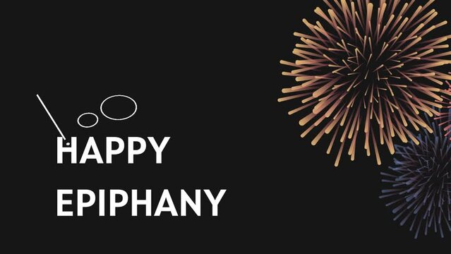 Epiphany wish image with black background and fireworks spread