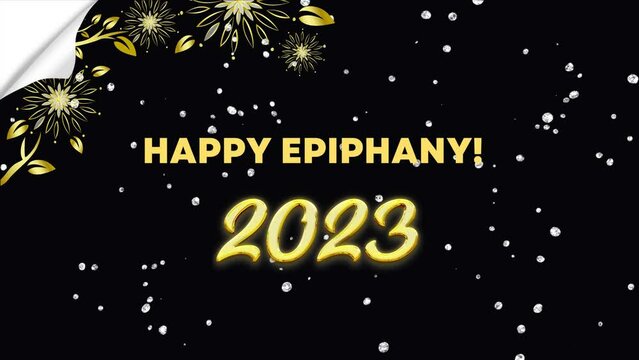 premium Epiphany 2023 wish image with sparkle flower and notebook fold background