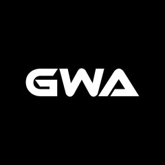 GWA letter logo design with black background in illustrator, vector logo modern alphabet font overlap style. calligraphy designs for logo, Poster, Invitation, etc.