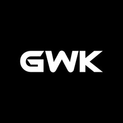 GWK letter logo design with black background in illustrator, vector logo modern alphabet font overlap style. calligraphy designs for logo, Poster, Invitation, etc.