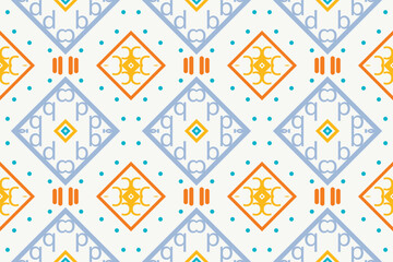 Fototapeta na wymiar Ethnic Aztec Ikat Seamless Pattern Textile ikat fabric seamless pattern digital vector design for Print saree Kurti Borneo Fabric Aztec brush symbols swatches designer