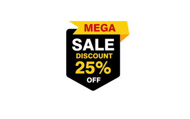 25 Percent discount offer, clearance, promotion banner layout with sticker style. 
