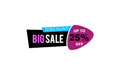25 Percent discount offer, clearance, promotion banner layout with sticker style. 
