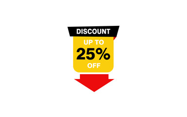 25 Percent discount offer, clearance, promotion banner layout with sticker style. 

