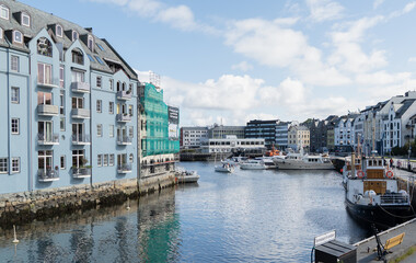 Fototapeta premium Small boats in Alesund, Norway
