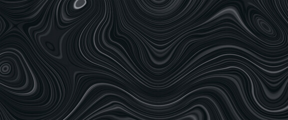 Fototapeta premium Abstract flowing liquid curve line in grey silver black metallic. Glossy pattern cool background textures. Beautiful drawing with the divorces and wavy lines in gray tones. Beautiful Marbling. Marble