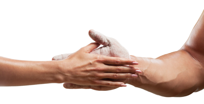 Bodybuilding hands of a young couple. CrossFit's fitness, bodybuilding concept