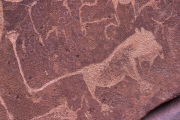 Twyfelfontein rock engraving on lion