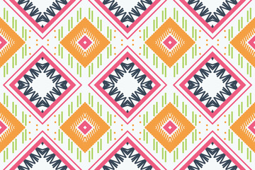 Ethnic Pattern. Ikat Seamless folk embroidery,Traditional ethnic patterns vectors It is a pattern created by combining geometric shapes. Design for print. Using in the fashion industry.