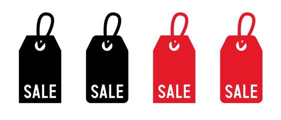 Red and black sale tag. Vector clipart isolated on white background.