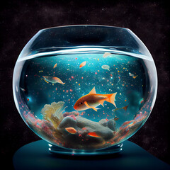 Fototapeta na wymiar Cosmic fish bowl generative art