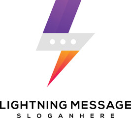 Lightning message vector logo design illustration 