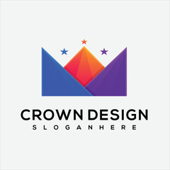 Crown design vector logo illustration symbol