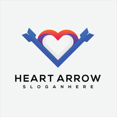 Heart arrow vector logo design template symbol