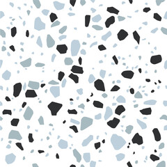 Fototapeta na wymiar Seamless pattern with black and white terrazzo pieces