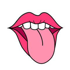 Obraz premium Retro 90's lips and tongue Sticker