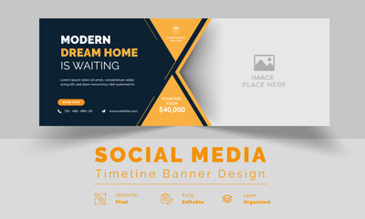 Real Estate Facebook Cover | Social Media Real Estate Banner Design | Web Banner Template For Real Estate Business | Business Promotional Advertisement Layout Design