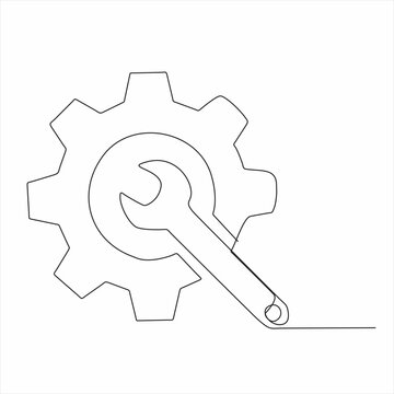 gear wrench continuous line drawing clip art preview
