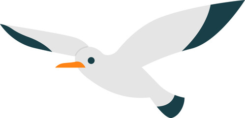 Seagull bird fly flat icon Freedom Open wings