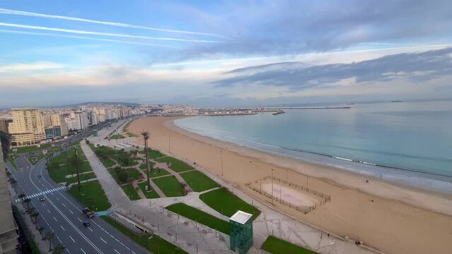 Panoramic view over the buildings downtown Tanger in Morocco