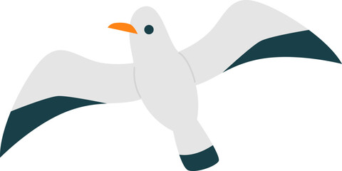 Seagull bird fly flat icon Freedom Open wings