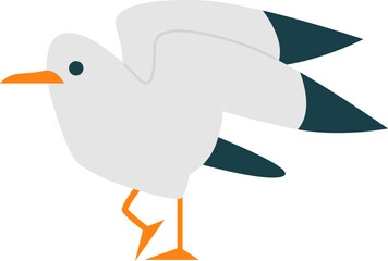 Seagull bird fly flat icon Freedom Open wings