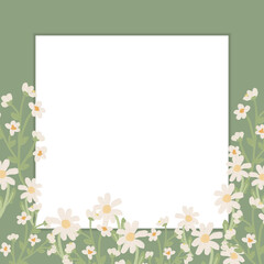 Fototapeta premium cute oil paint kid style draw flower square frame