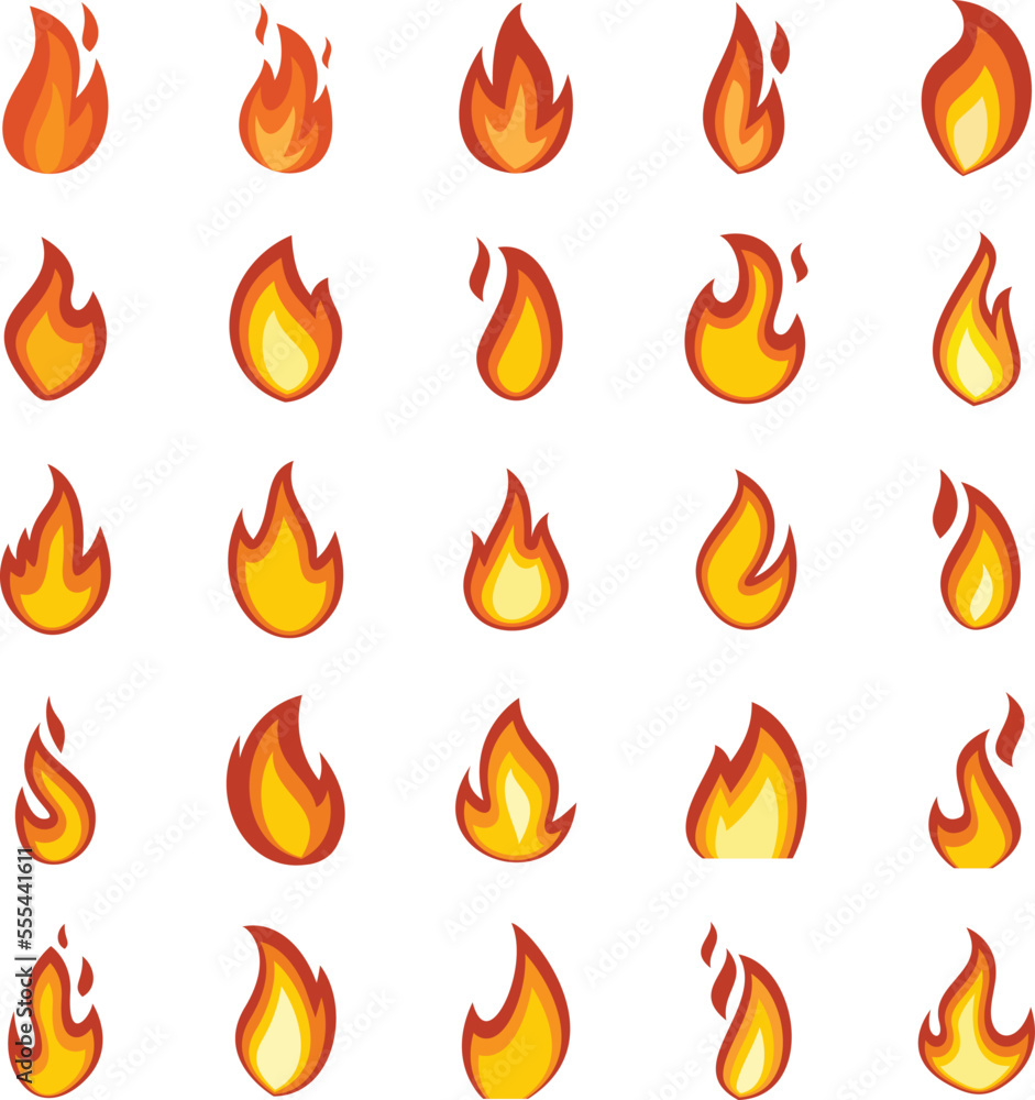 Poster fire flame icons set. flat set of fire flame vector icons for web design isolated