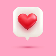 Love Chat with Heart Shape 3D Cartoon Style Render
