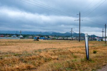 Fototapeta premium power lines in the field