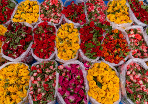 Flowers for sale in the market, Tamil Nadu, Madurai, India