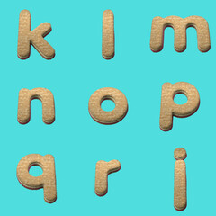 3D Render Set of Toast Font including Letters,  Numbers and Punctuation Marks