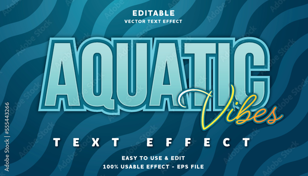 Poster aquatic vibes editable text effect with modern and simple style, usable for logo or campaign title