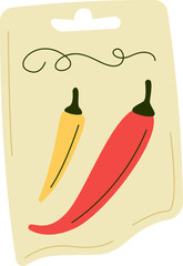 Chilli peppers seeds in plastic package flat icon